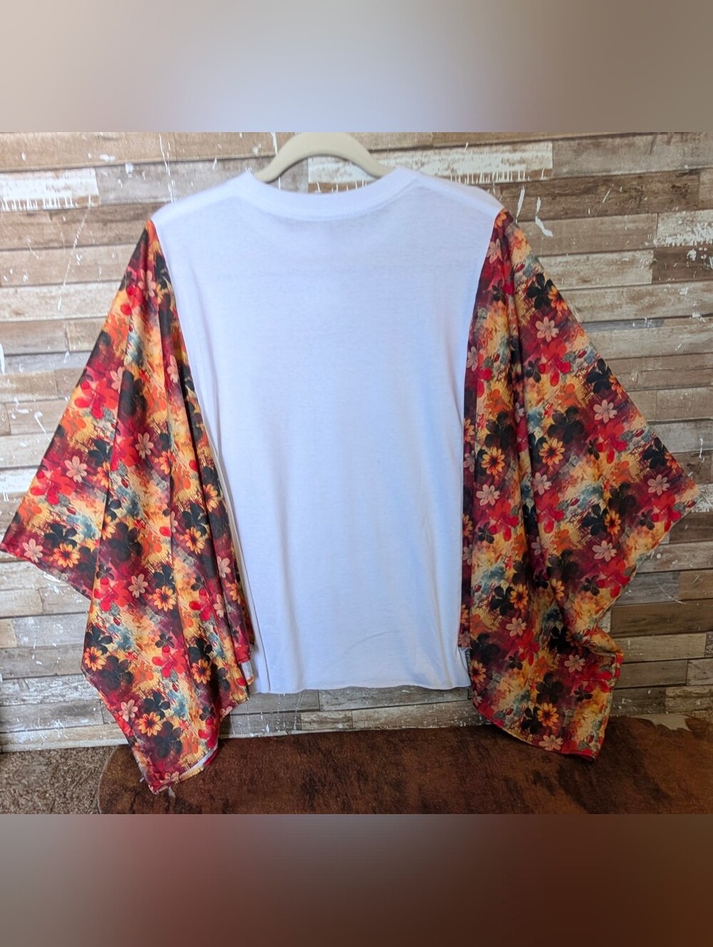 Jerry Garcia Graphic W Boho Floral Bat Winged Sleeves Top - Picture 12 of 15